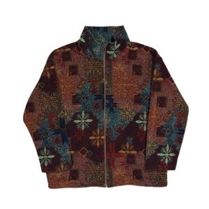 Quality Goods Made in Canada acrylic orange blue snowflake zip sweater men large